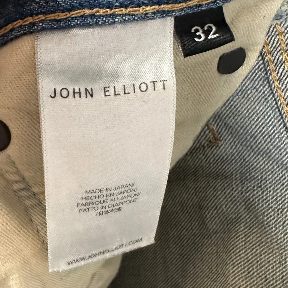 John Elliott Jeans Mens 32 Blue Japanese Denim Slim Straight Button Fly 5-Pocket